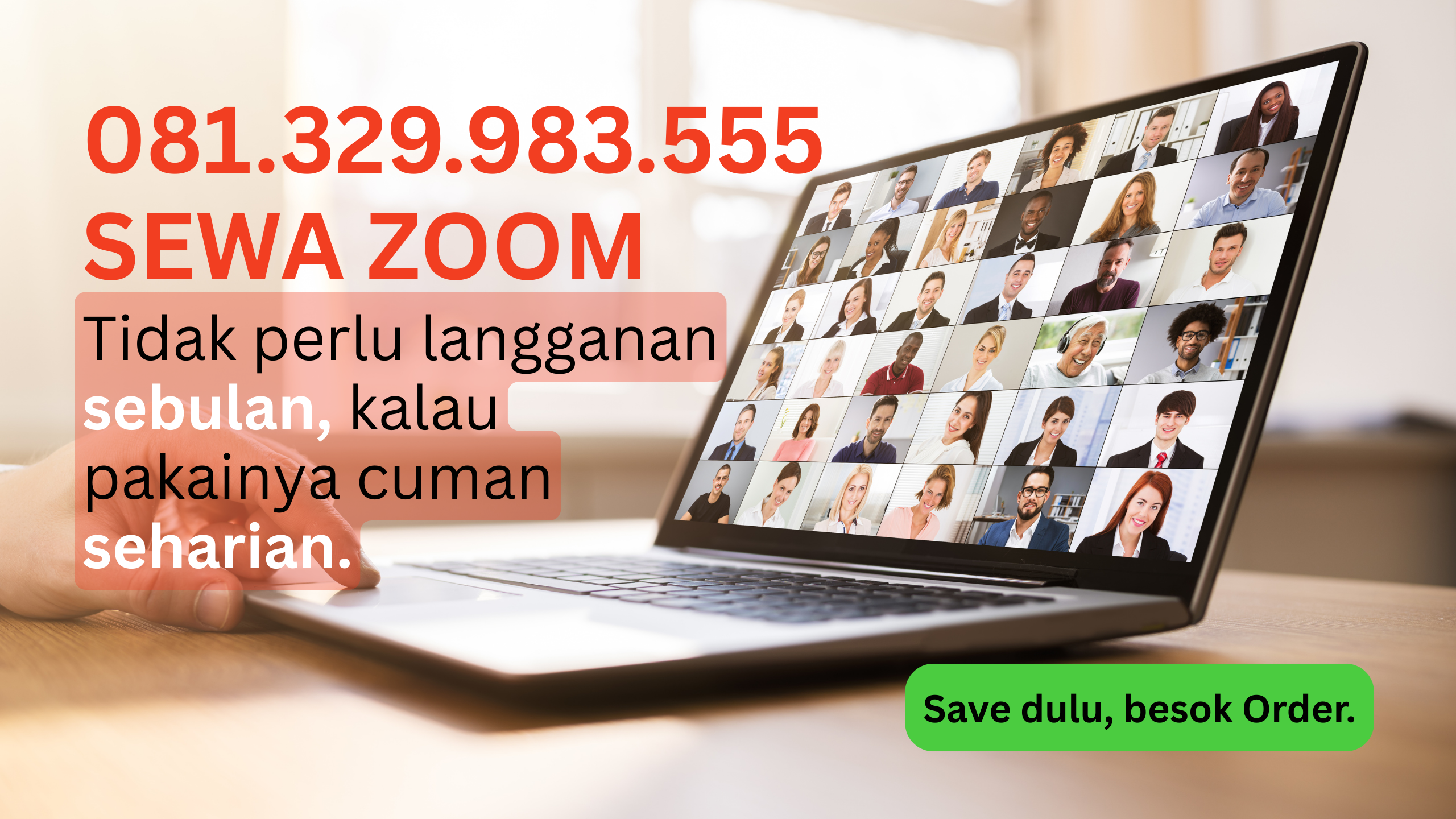 sewa zoom meeting pro premium harian mingguan